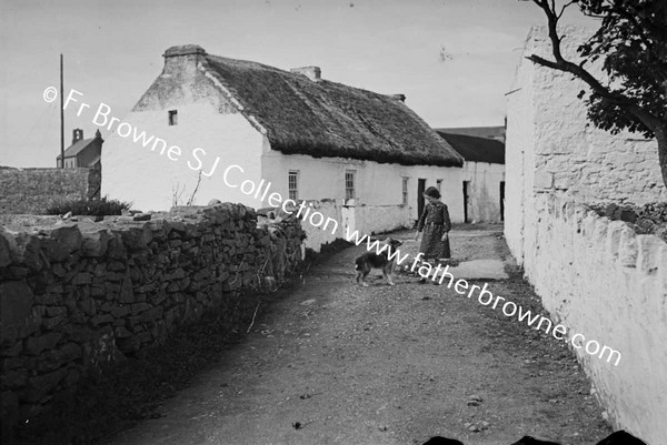 HOUSE WITH WOMAN AND DOG